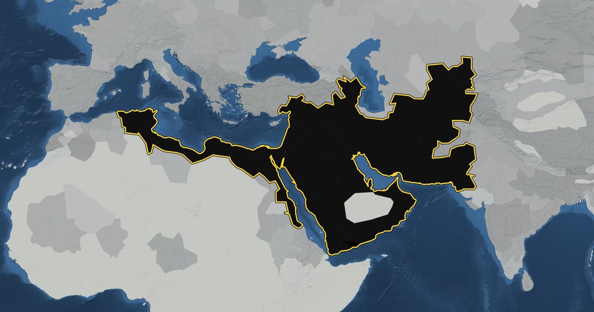 Map of the Abbasid Caliphate in AD 758, at its largest extent