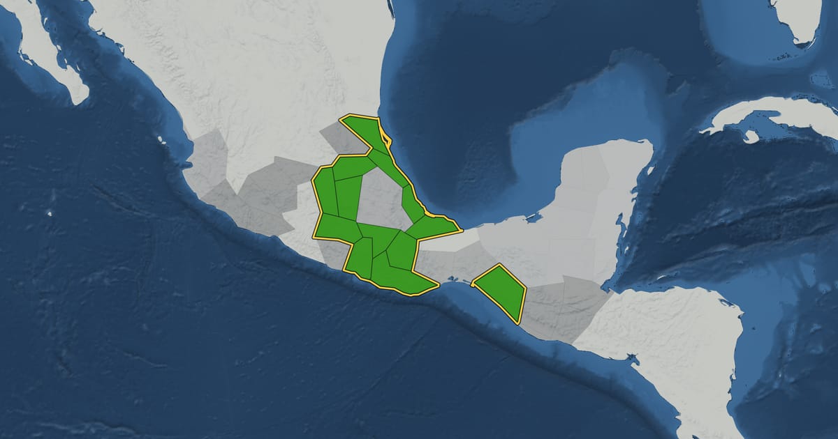 Map of the Aztec Empire in 1506, at its largest extent