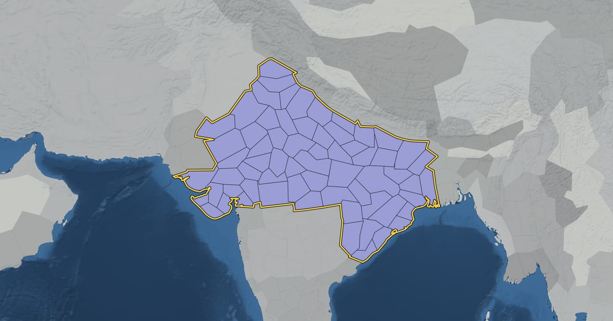 Map of the Gupta Empire in AD 406, at its largest extent