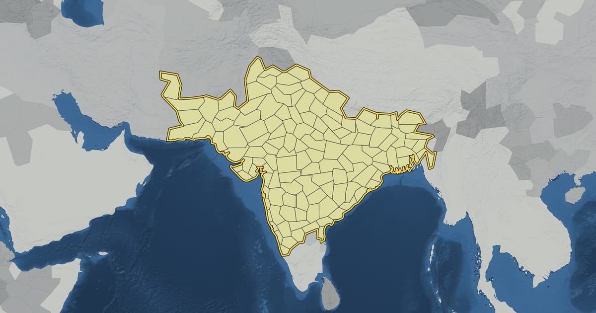 Map of the Maurya Empire in 187 BC, at its largest extent