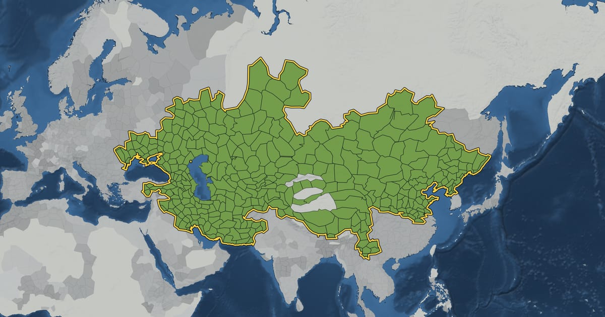Map of the Mongol Empire in 1259, at its largest extent