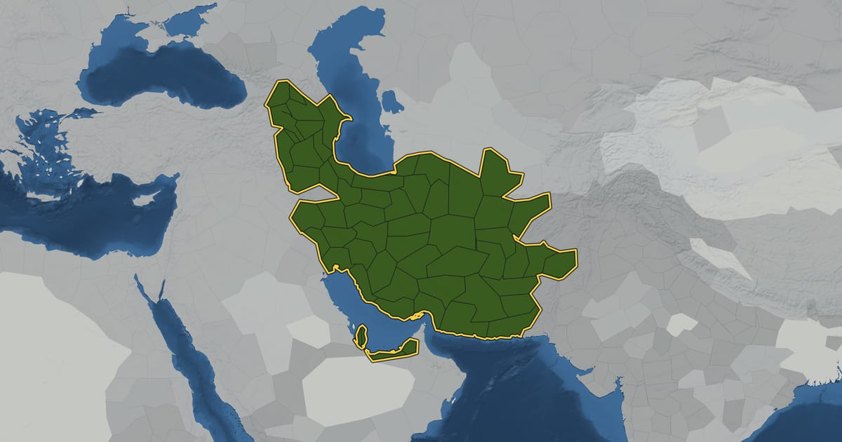 Map of Safavid Persia in 1654, at its largest extent